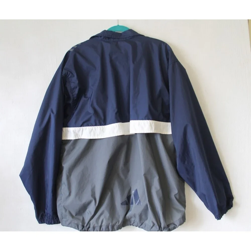 Adidas Jacket Men's L Navy Gray Half Zip Pullover Windbreaker Retro 90s Style